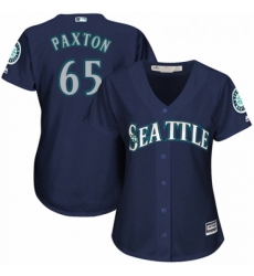 Womens Majestic Seattle Mariners 65 James Paxton Replica Navy Blue Alternate 2 Cool Base MLB Jersey 