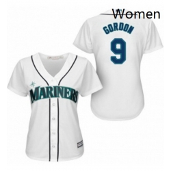 Womens Majestic Seattle Mariners 9 Dee Gordon Authentic White Home Cool Base MLB Jersey 