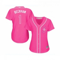 Womens Seattle Mariners 1 Tim Beckham Replica Pink Fashion Cool Base Baseball Jersey 