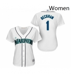 Womens Seattle Mariners 1 Tim Beckham Replica White Home Cool Base Baseball Jersey 