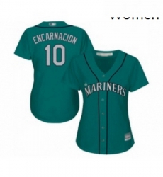 Womens Seattle Mariners 10 Edwin Encarnacion Replica Teal Green Alternate Cool Base Baseball Jersey 