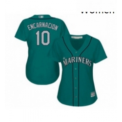 Womens Seattle Mariners 10 Edwin Encarnacion Replica Teal Green Alternate Cool Base Baseball Jersey 