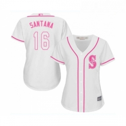 Womens Seattle Mariners 16 Domingo Santana Replica White Fashion Cool Base Baseball Jersey 