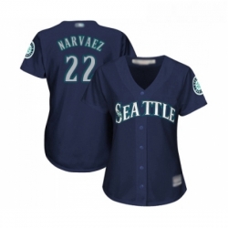 Womens Seattle Mariners 22 Omar Narvaez Replica Navy Blue Alternate 2 Cool Base Baseball Jersey 