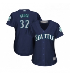 Womens Seattle Mariners 32 Jay Bruce Replica Navy Blue Alternate 2 Cool Base Baseball Jersey 