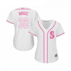 Womens Seattle Mariners 32 Jay Bruce Replica White Fashion Cool Base Baseball Jersey 