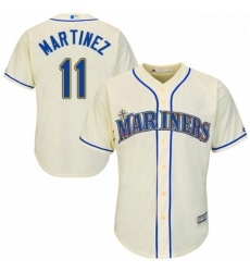 Youth Majestic Seattle Mariners 11 Edgar Martinez Authentic Cream Alternate Cool Base MLB Jersey 