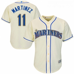 Youth Majestic Seattle Mariners 11 Edgar Martinez Authentic Cream Alternate Cool Base MLB Jersey 
