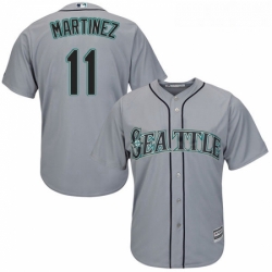 Youth Majestic Seattle Mariners 11 Edgar Martinez Authentic Grey Road Cool Base MLB Jersey 