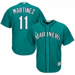 Youth Majestic Seattle Mariners 11 Edgar Martinez Authentic Teal Green Alternate Cool Base MLB Jersey 