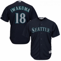 Youth Majestic Seattle Mariners 18 Hisashi Iwakuma Authentic Navy Blue Alternate 2 Cool Base MLB Jersey