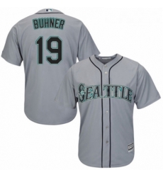 Youth Majestic Seattle Mariners 19 Jay Buhner Replica Grey Road Cool Base MLB Jersey 