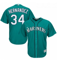 Youth Majestic Seattle Mariners 34 Felix Hernandez Authentic Teal Green Alternate Cool Base MLB Jersey