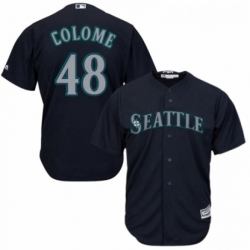 Youth Majestic Seattle Mariners 48 Alex Colome Authentic Navy Blue Alternate 2 Cool Base MLB Jersey 