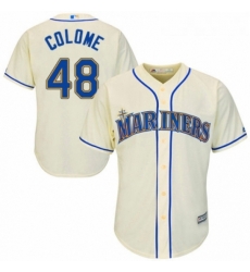 Youth Majestic Seattle Mariners 48 Alex Colome Replica Cream Alternate Cool Base MLB Jersey 