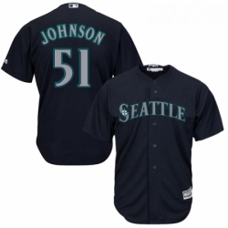 Youth Majestic Seattle Mariners 51 Randy Johnson Authentic Navy Blue Alternate 2 Cool Base MLB Jersey