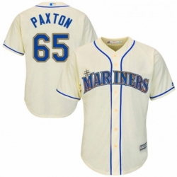 Youth Majestic Seattle Mariners 65 James Paxton Authentic Cream Alternate Cool Base MLB Jersey 