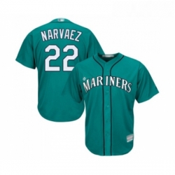Youth Seattle Mariners 22 Omar Narvaez Replica Teal Green Alternate Cool Base Baseball Jersey 