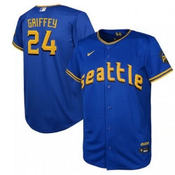 Youth Seattle Mariners 24 Ken Griffey Jr  Royal 2023 City Connect Stitched Baseball Jersey