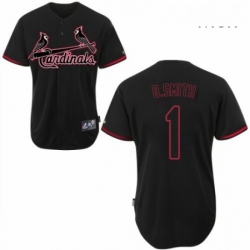 Mens Majestic St Louis Cardinals 1 Ozzie Smith Authentic Black Fashion MLB Jersey