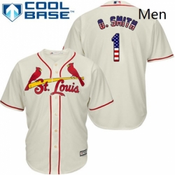 Mens Majestic St Louis Cardinals 1 Ozzie Smith Authentic Cream USA Flag Fashion MLB Jersey