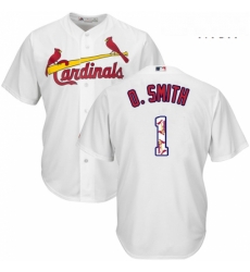 Mens Majestic St Louis Cardinals 1 Ozzie Smith Authentic White Team Logo Fashion Cool Base MLB Jersey
