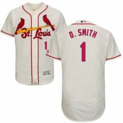 Mens Majestic St Louis Cardinals 1 Ozzie Smith Cream Alternate Flex Base Authentic Collection MLB Jersey
