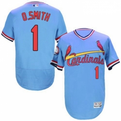 Mens Majestic St Louis Cardinals 1 Ozzie Smith Light Blue FlexBase Authentic Collection MLB Jersey