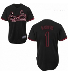 Mens Majestic St Louis Cardinals 1 Ozzie Smith Replica Black Fashion MLB Jersey