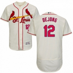 Mens Majestic St Louis Cardinals 12 Paul DeJong Cream Alternate Flex Base Authentic Collection MLB Jersey