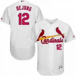 Mens Majestic St Louis Cardinals 12 Paul DeJong White Home Flex Base Authentic Collection MLB Jersey