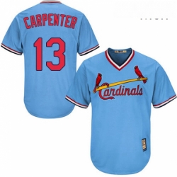 Mens Majestic St Louis Cardinals 13 Matt Carpenter Authentic Light Blue Cooperstown MLB Jersey
