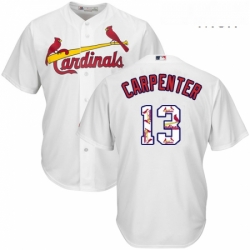 Mens Majestic St Louis Cardinals 13 Matt Carpenter Authentic White Team Logo Fashion Cool Base MLB Jersey