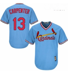 Mens Majestic St Louis Cardinals 13 Matt Carpenter Replica Light Blue Cooperstown MLB Jersey