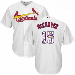 Mens Majestic St Louis Cardinals 15 Tim McCarver Authentic White Team Logo Fashion Cool Base MLB Jersey