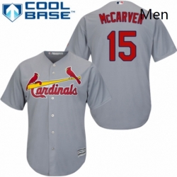 Mens Majestic St Louis Cardinals 15 Tim McCarver Replica Grey Road Cool Base MLB Jersey