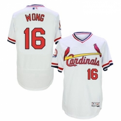 Mens Majestic St Louis Cardinals 16 Kolten Wong White Flexbase Authentic Collection Cooperstown MLB Jersey 