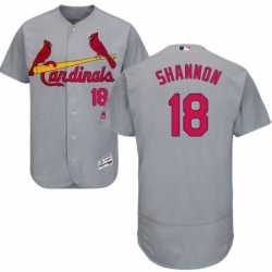 Mens Majestic St Louis Cardinals 18 Mike Shannon Grey Road Flex Base Authentic Collection MLB Jersey