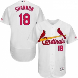 Mens Majestic St Louis Cardinals 18 Mike Shannon White Home Flex Base Authentic Collection MLB Jersey