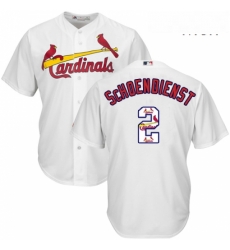 Mens Majestic St Louis Cardinals 2 Red Schoendienst Authentic White Team Logo Fashion Cool Base MLB Jersey