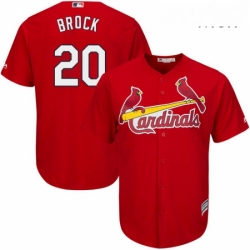 Mens Majestic St Louis Cardinals 20 Lou Brock Replica Red Alternate Cool Base MLB Jersey
