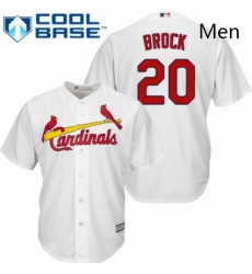 Mens Majestic St Louis Cardinals 20 Lou Brock Replica White Home Cool Base MLB Jersey