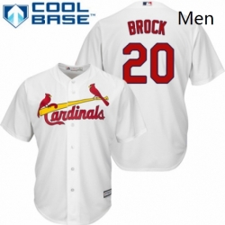 Mens Majestic St Louis Cardinals 20 Lou Brock Replica White Home Cool Base MLB Jersey