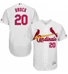Mens Majestic St Louis Cardinals 20 Lou Brock White Home Flex Base Authentic Collection MLB Jersey