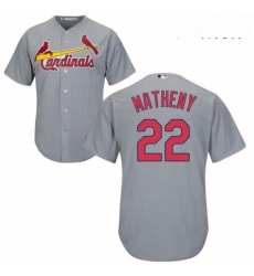 Mens Majestic St Louis Cardinals 22 Mike Matheny Replica Grey Road Cool Base MLB Jersey