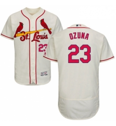 Mens Majestic St Louis Cardinals 23 Marcell Ozuna Cream Alternate Flex Base Authentic Collection MLB Jersey
