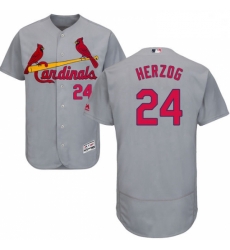Mens Majestic St Louis Cardinals 24 Whitey Herzog Grey Road Flex Base Authentic Collection MLB Jersey