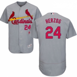 Mens Majestic St Louis Cardinals 24 Whitey Herzog Grey Road Flex Base Authentic Collection MLB Jersey