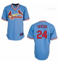 Mens Majestic St Louis Cardinals 24 Whitey Herzog Replica Blue Cooperstown Throwback MLB Jersey