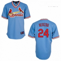 Mens Majestic St Louis Cardinals 24 Whitey Herzog Replica Blue Cooperstown Throwback MLB Jersey